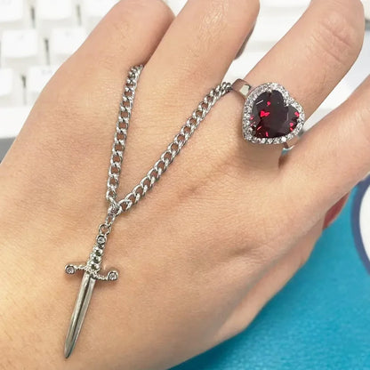 Collares Pareja Corazón y Espada Acero Inoxidable